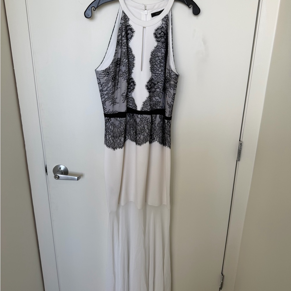 Black & White Lace Detail Maxi Dress